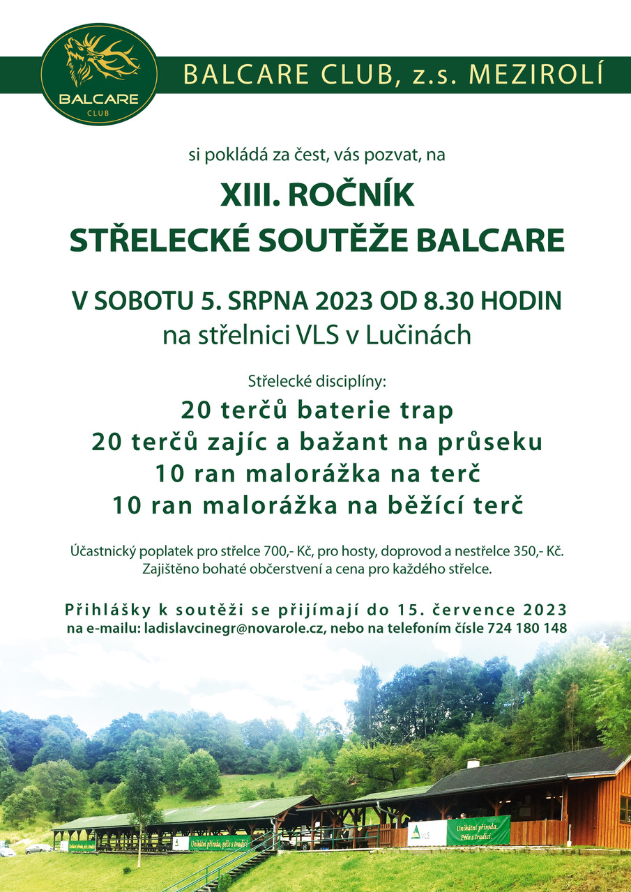 Plakát střelecké soutěže Balcare